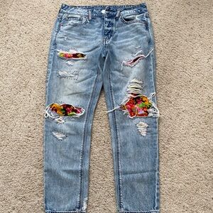 American Eagle Distressed/Patched TOMGIRL Jeans. Size 6 from 12/18.